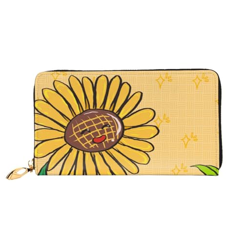 Sunflower seeds and sunflowers Women's Wallet Long Zip Around, Premium Vegan Leather Wallet with 12 Card Holders, Large Capacity,Gift Ready Packaging