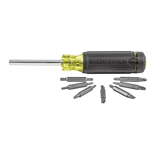 Klein Tools 32290 Multi-Bit Screwdriver with Storage with Cusion Grip For Maximum Torque and Comfort, 15-Piece