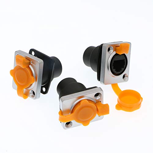 RJ45 Waterproof Dust Plug Connector 3 pcs RJ45 connectors IP65 Mount Ethernet Panel Connector, Black, Straight - Image 2