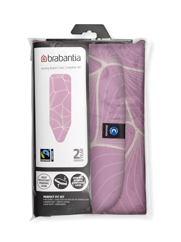 Image of Brabantia Ironing Board Cover Size B (Lilac Waves), 49 x 15 in /124 x 38 cm with 0.3 in /8 mm Foam Padding, Steam Iron Compatible Ironing Board Cover, Made from Fairtrade Material