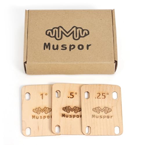 RuiJOTWAT Set of 3 Guitar Neck Shims Shim Solid Maple Wooden, Shaped 0.25 0.5, 1 Degree