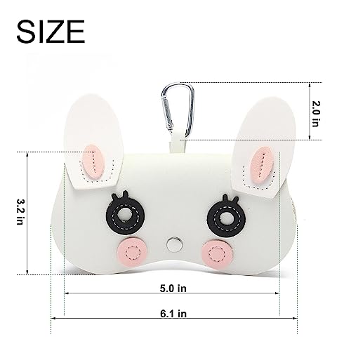 Image of Cartoon Sunglasses Pouch, Portable Snap Button Glasses Case with Clip PU Leather Splicing Eyeglasses Carrying Bag