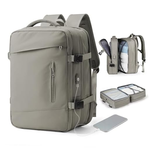 WONHOX Mochila de viagem para mulheres e homens, mochila para laptop com compartimento para sapatos, impermeável para caminhadas, B4-cinza marrom, X-Large-With expansion layer, GG - com camada de