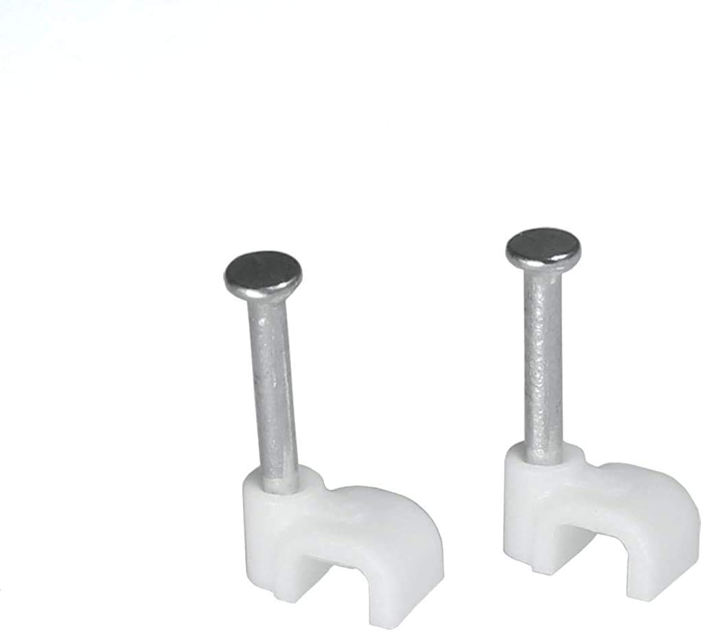 RuiLing 100-Pack 12mm Square Nail-in Cable Clips - Carbon Steel Nails Cable Clips Wire Wall Holder, for Ethernet Cable Coaxial Cable