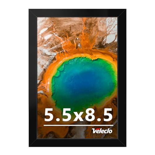 Veleclo 5.5x8.5 Picture Frame for Wall Display 5.5x8.5 Black Picture Frame with Shatter Resistant Plexiglass Stable and Sturdy 5.5 x 8.5 Frame for Wall Display Handpicked Gift Collection 1 Pack