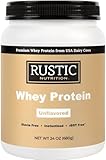 Rustic Nutrition Premium Whey Protein Powder, USA-Sourced, No RBST/RBGH, No Stevia or Sucralose, Instantized, Non-GMO, Soy & Gluten Free (Unflavored, 24 Oz)