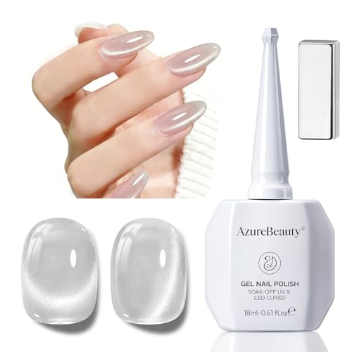 AZUREBEAUTY Translucent Silver Cat Eye Magnetic Gel Nail Polish 18ML