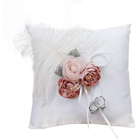 MSUIINT Ring Bearer, Lace Ring Pillow, Ring Cushion, Wedding Ring Bearer Pillow Set, Ring Holder for Beach Wedding, Memento, Wedding Ceremony Cover
