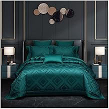 Jacquard Egyptian Cotton Duvet Cover Set Queen King Size Pure Cotton Bedding Set Soft Bed Sheet Pillowcases Color Green, Size Queen Size 4Pcs Green Family Size 7Pcs