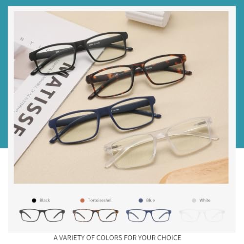 Image of 1.25 Professional Reading Glasses for Men for All Day - Computer Readers with Blue Light Protection -Spring Hinge- Value Pack