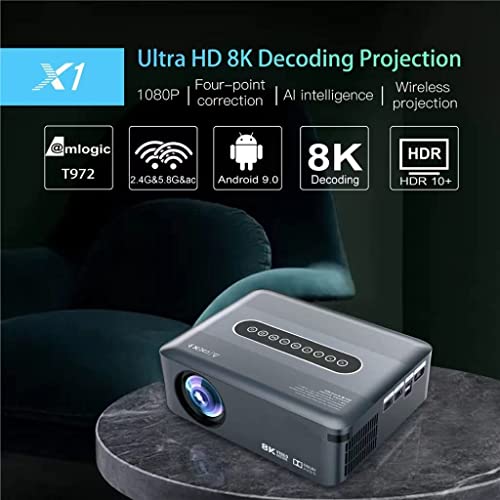 Image of TONZO X1 Android LED Projector, 8K Support, FHD, 7500L, 250 inch Screen, 10W Dolby, Widevine L1, Dual Wi-Fi & BT, OTT, Voice Remote, 4D /4P Keystone, AI Intelligence, Black