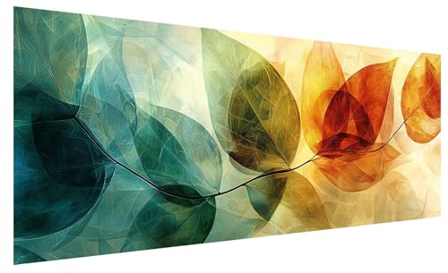 5D Diamond Painting Adultos Abstracto, DIY Pintura de Diamante Manualidades Adultos, Diamond Painting Grande Hojas, Dibujos con Diamantes Cristal Punto de Cruz Decoracion Hogar Pared (80x30cm) C-9