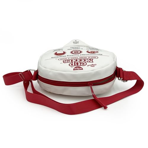 Nissin Cup Noodles 8" Crossbody Bag Off-White, Round, Coated Canvas4