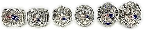 DmiTesoros NATIONAL FOOTBALL CHAMPIONSHIP RING 2001 2003 2004 2014 2016 2018 NEW ENGLAND ,SIX CHAMPIONSHIP RINGS WITH WOOD BOX GIFT FOR CHRISTMAS AND BIRTHDAY