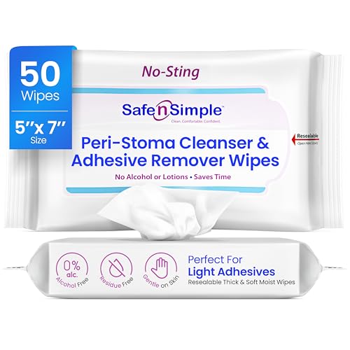 Safe n’ Simple Resealable Adhesive Remover Wipes for Skin - 50 Large 5
