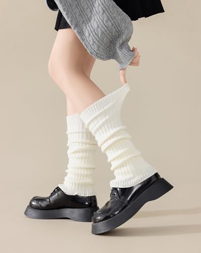 Image of Yawlsow Leg Warmers for Women Girls Y2k Knit Ruffle Leg Warmer Winter 80s with Sequins, Japanese Kawaii Harajuku Accessories
