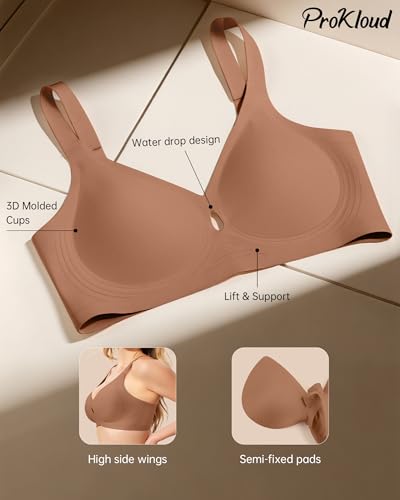 Image of ProKloud Bras for Women No Underwire Wireless Jelly Bras Full Coverage Seamless Push Up Bralettes Support Tshirt Bra