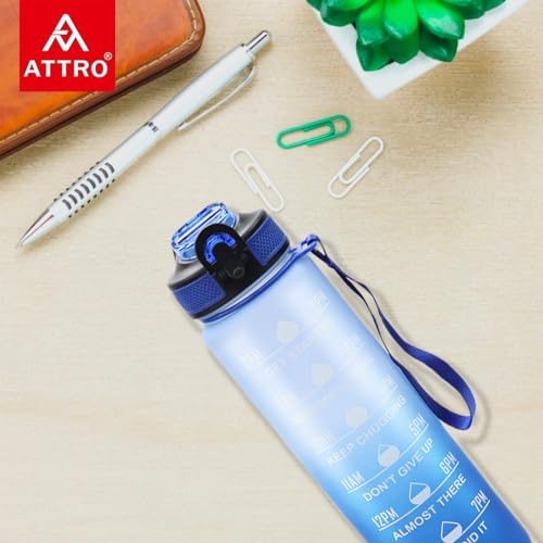 Image of ATTRO Prime Motivational Water Bottle-Set of 3-Dark Blue /Sky Blue-1L