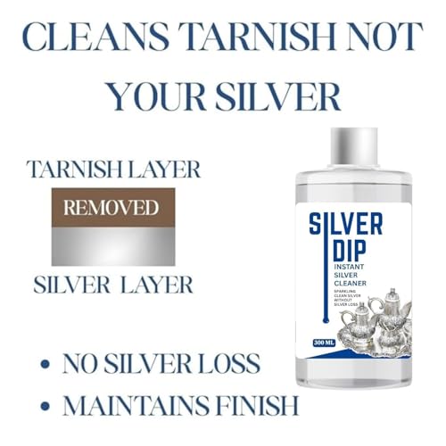 Image of Silver Dip Instant Silver Cleaner Sparkling Clean Silver Without Silver Loss,(Silver Dip Cleaner) 300ML | Deep Cleaner Liquid Plus instant clean. (PACK 2)