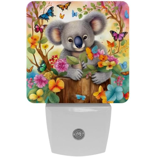 Lámpara de noche LED Koala Flowers Butterflies 7.6x7.6 cm miniatura 1