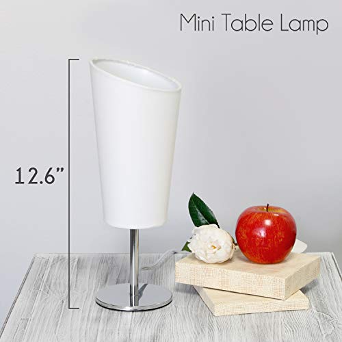 Simple Designs LT2061-WHT Mini Chrome Angled Fabric Shade Table Lamp thumb #5