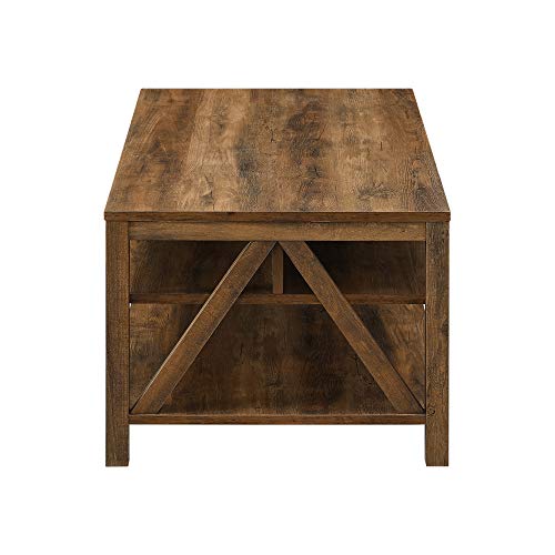 Walker Edison Modern Farmhouse A-Frame Wood Rectangle Coffee Table Living Room Ottoman Storage Shelf, 48 Inch, Rustic Oak #TOP6
