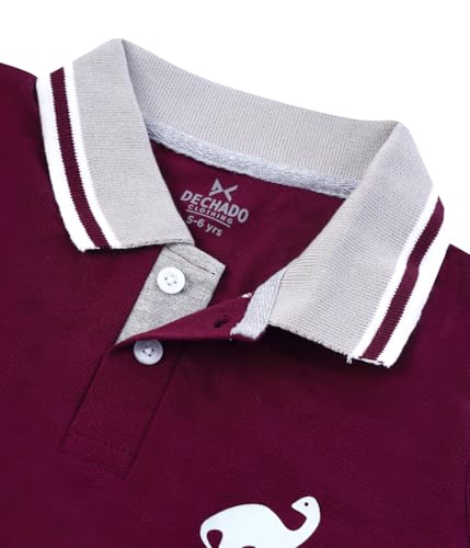 Image of Kids Boys Cotton Polo T-Shirt | Regular Fit Collar Tee (2-16 Years) | Multi-Colour Variants