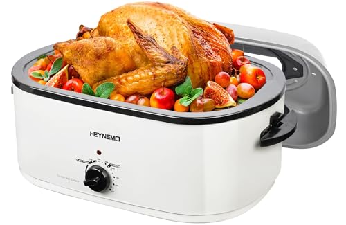 Image of 22 Quart Electric Roaster Oven with Visible & Self-Basting Lid, Large Turkey Roaster with Defrost Warm Function, Adjustable Temperature, Removable Pan Rack, Stainless Steel