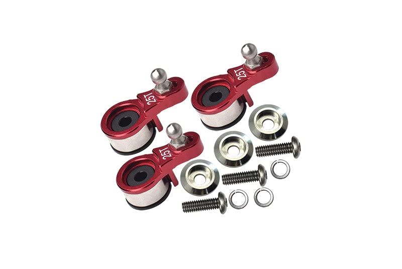 Aluminum Servo Horn with Built-in Spring 3 Sets (for Locking Diff) for Traxxas 1:10 TRX4 Defender Trail Crawler 82056-4 / TRX6 Mercedes-Benz G-63 MAG 6X6 88096-4 Upgrades - Red