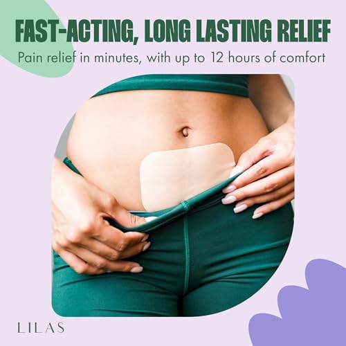 lilas period cramps pain relief patch 10 pack  instant relief for menstrual cramp pms endometriosis amp pcos  12-hour comfort  natural amp vegan topical patches  trusted formula amp upgraded design
