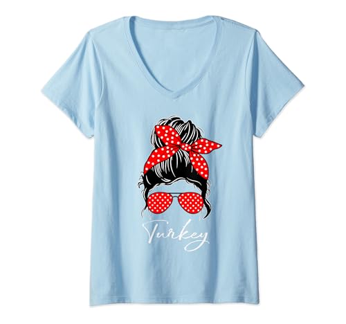 Mujer Turkey Flag Heartbeat for Turkey Men Women Kids Camiseta Cuello V