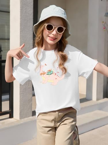 Image of Haloumoning Girls Short Sleeve T-Shirts | Kids, Summer,girls shirts,versized t shirts,Girls T-Shirts,Oversized Tops, Casual Crewneck, Basic Tees 5-14Y