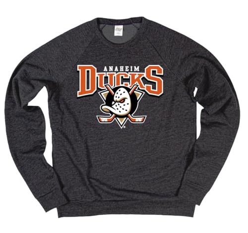 Blue 84 Anaheim Ducks NHL Officially Licensed Tri-Blend Crewneck Sweatshirt High Sticking, Medium Team Color