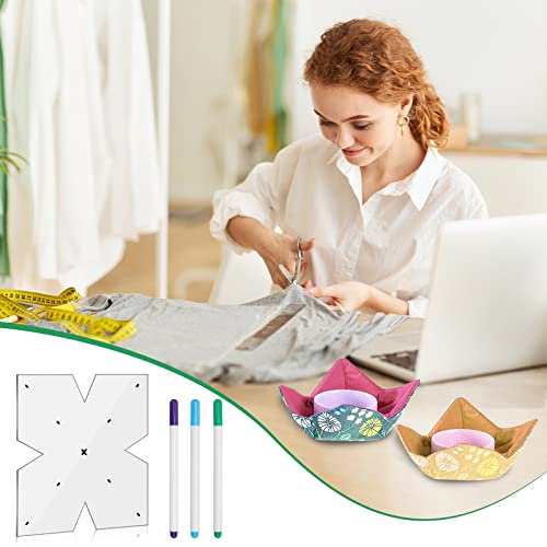 3Pcs Bowl Cozy Template 8/10/12 Inches Acrylic Bowls Wrap Sewing Pattern Template,3 Size Sewing Cutting Template Set Acrylic Quilting Templates With 3 Pieces Water Soluble Pen #TOP4