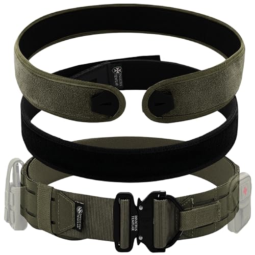 Invictus Templar Armiger Modular Tactical Belt 3 Part 1000D Nylon with Anti-Slip Pad Metal Quick Release Buckle MOLLE Webbing for Range Training Outdoor Activities Airsoft - Ranger Green