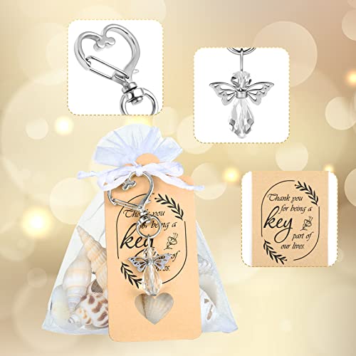 Gwhole US202205161410 30 Set Of Crystal White Angel Design Keychain Favors Set, Angel Wing Pendant With Thank You Tags Drawstring Organza Bag Guest Return Gifts For Baptism Favors thumb #2