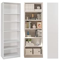 Absolute Deal Limited 6 Tier Tall Wooden Book Shelf with Adjustable Shelves – Narrow Freestanding Storage Unit for Living Room, Bedroom, Home Office, Compact Display Unit (60 x 29 x 180 cm)
