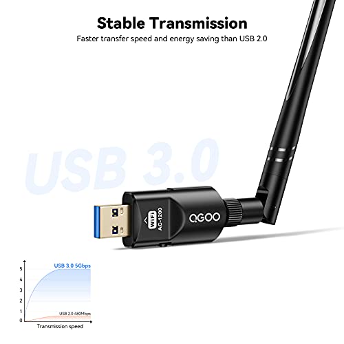 image for USB Wifi Adapter 1200Mbps QGOO USB 3.0 Wifi Dongle 802.11 ac Wireless 
