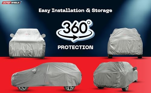 Image of ULTRA SHIELD Mist Grey Series 100% Waterproof Car Body Cover for Honda Brio with Mirror Pockets | Triple Stitched, Elastic, Custom Fit, Heat Resistant, Anti-Dust, All-Weather Cover
