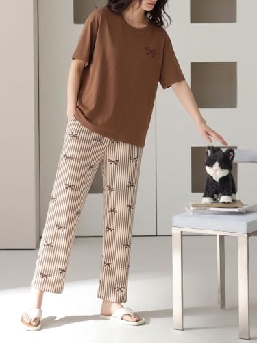 Image of Louis Luxe Cotton Blend Womens Korean Night Dress|| Full Pyjama Set || Korean Nightsuit ||Women Nightwear ||Round Neck Full Sleeve Nightsuit || Loungewear || Everyday Nightdress (ND-11)