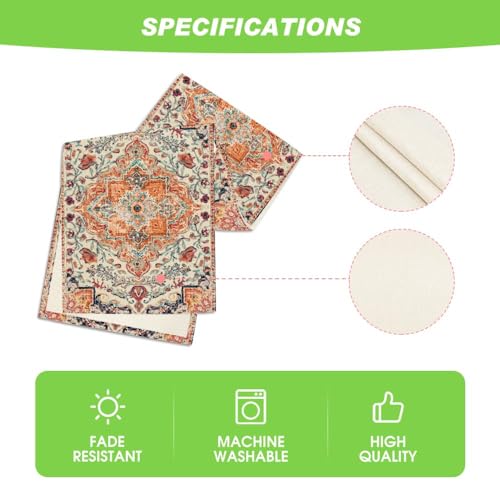 Artoid Mode Boho Bohemia Style Orange Table Runner, Country Rustic Farmhouse Magical Fall Kitchen Dining Table Decoration for Home Party Decor 13x72 Inch