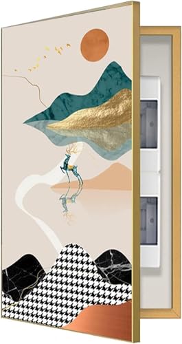 IXOAKQ Electrical Panel Cover Decorative Wall Mounted Electrical Panel Cover, Electrical Panel Cover Decorative Hide Meter Electric Box Decorative Painting(E(Gold),50x70cm) (D(Gold) 40x60cm)