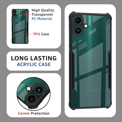 Image of CEDO Backcover for Samsung Galaxy M07 (4G) / M17e (5G) / F07 (4G) | Camera Protection Shockproof Bumper-Edge | Acrylic Crystal Clear 360 Degree Protection TPU | Transparent Eagle Back Case Cover (Black)