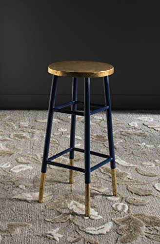 Taburete de bar Safavieh Home Collection Emery en azul marino y dorado, 30 pulgadas miniatura 2