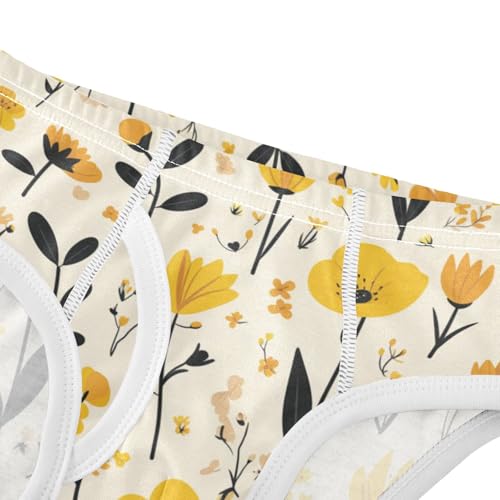 KLL Elegant Pattern with Yellow Flowers Toddler Boys Soft Nighttime Underwear Breathable Children Panties4
