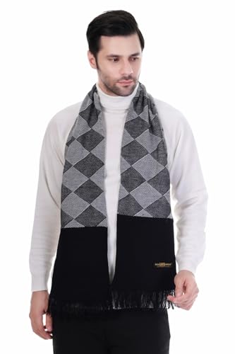 Image of Pick Ur Needs Premium Men's Warm And Stylish Woolen Muffler Angoora With Solid Color Plain Design And Stylish Tussles Ends Muffler For Men