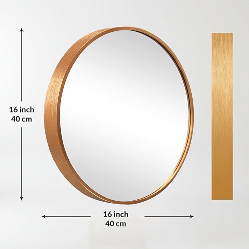 Image of Art Street Round Decorative Wall Mirror with Aluminum Metal Frame Black | Modern Design Vanity Mirror for Makeup, Bedroom, Drawing Room, Bathroom Wash Basin (Black, 40x40 cm)