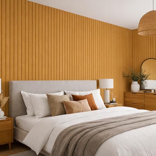 Image of MMT Acoustix Slats Felt Acoustic Wall Panel | Sound Proofing for Room |Premium Acoustic Panel |Pin Board for Wall |Sound Absorbing Panels | Slats Felt Acoustic Wall Panel | Camel | 30 x 30 cm | 8 Pcs