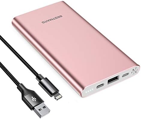 10000mAh PD 3.0 Power Bank Portable Charger Quick Charge USB C 18W Fast Charging Battery Pack Compatible for iPhone 14 13 12 11 X XS Pro MAX XR 8 iPad Mini Samsung Galaxy S20 S10 S9 S8 Smartphone Pink