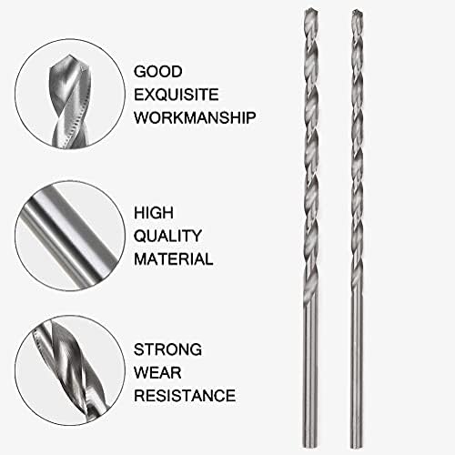 5 PCS Extra Long Twist Drill Bits, 150 mm Long High-Speed Steel Wood Drill Bits, 2MM 3MM 3.5MM 4MM 5MM Hardness Spiral Wood Drill Bit Straight Shank Set for Drilling Tool Wood Metal